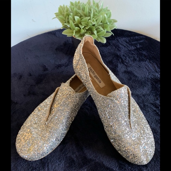 Pedro Garcia Shoes - Geri glitter-finish leather flats